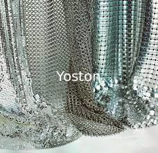 CINA Silver / Golden Wire Mesh Curtain Aluminium Metallic Berpayet Fabrics Multi Shape pemasok